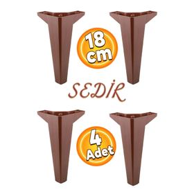 Badem10 Sedir Lüks 18 cm Ahşap Desenli Kahverengi 4 Adet Mobilya Kanepe Sehpa TV Ünitesi Koltuk Ayağı