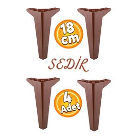 Badem10 Sedir Lüks 18 cm Ahşap Desenli Kahverengi 4 Adet Mobilya Kanepe Sehpa TV Ünitesi Koltuk Ayağı