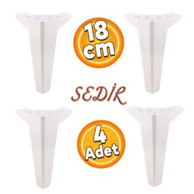 Badem10 Sedir Lüks 18 cm Beyaz 4 Adet Mobilya Kanepe Sehpa TV Ünitesi Koltuk Ayağı