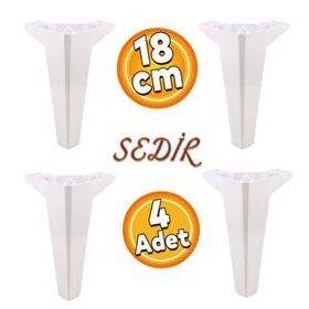 Badem10 Sedir Lüks 18 cm Beyaz 4 Adet Mobilya Kanepe Sehpa TV Ünitesi Koltuk Ayağı