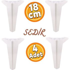 Badem10 Sedir Lüks 18 cm Beyaz 4 Adet Mobilya Kanepe Sehpa TV Ünitesi Koltuk Ayağı