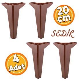Badem10 Sedir Lüks 20 cm Ahşap Desenli Kahverengi 4 Adet Mobilya Kanepe Sehpa TV Ünitesi Koltuk Ayağı