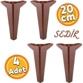 Badem10 Sedir Lüks 20 cm Ahşap Desenli Kahverengi 4 Adet Mobilya Kanepe Sehpa TV Ünitesi Koltuk Ayağı