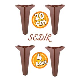 Badem10 Sedir Lüks 20 cm Ahşap Desenli Kahverengi 4 Adet Mobilya Kanepe Sehpa TV Ünitesi Koltuk Ayağı