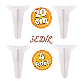 Badem10 Sedir Lüks 20 cm Beyaz 4 Adet Mobilya Kanepe Sehpa TV Ünitesi Koltuk Ayağı