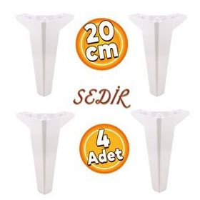 Badem10 Sedir Lüks 20 cm Beyaz 4 Adet Mobilya Kanepe Sehpa TV Ünitesi Koltuk Ayağı