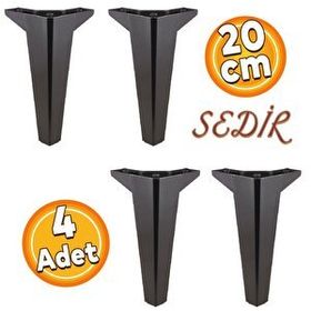 Badem10 Sedir Lüks 20 cm Siyah Baza 4 Adet Mobilya Kanepe Sehpa TV Ünitesi Koltuk Ayağı