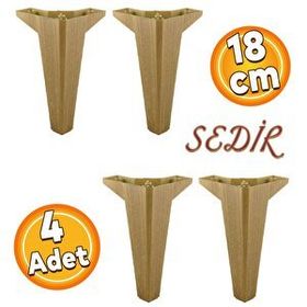 Badem10 Sedir Lüks Açık Ceviz 18 cm 4 Adet Mobilya Kanepe Sehpa Baza TV Ünitesi Koltuk Ayağı