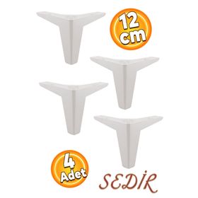 Badem10 Sedir Lüks Beyaz 12 cm 4 Adet Mobilya Kanepe Sehpa Baza TV Ünitesi Koltuk Ayağı