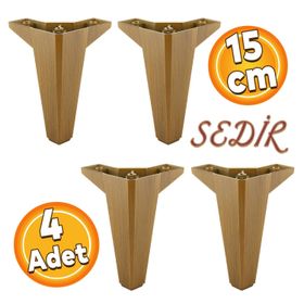 Badem10 Sedir Lüks Koyu Ceviz 15 cm 4 Adet Mobilya Kanepe Sehpa Baza TV Ünitesi Koltuk Ayağı
