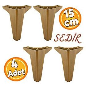 Badem10 Sedir Lüks Koyu Ceviz 15 cm 4 Adet Mobilya Kanepe Sehpa Baza TV Ünitesi Koltuk Ayağı