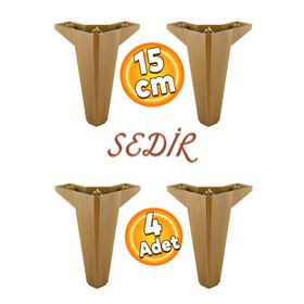 Badem10 Sedir Lüks Koyu Ceviz 15 cm 4 Adet Mobilya Kanepe Sehpa Baza TV Ünitesi Koltuk Ayağı