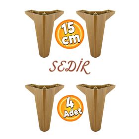 Badem10 Sedir Lüks Koyu Ceviz 15 cm 4 Adet Mobilya Kanepe Sehpa Baza TV Ünitesi Koltuk Ayağı