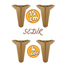 Badem10 Sedir Lüks Koyu Ceviz 15 cm 4 Adet Mobilya Kanepe Sehpa Baza TV Ünitesi Koltuk Ayağı