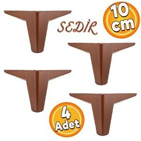 Badem10 Sedir Lüks Mobilya 10 cm Ahşap Desenli Kahverengi 4 Adet Kanepe Sehpa Tv Ünitesi Koltuk Ayağı