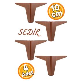 Badem10 Sedir Lüks Mobilya 10 cm Ahşap Desenli Kahverengi 4 Adet Kanepe Sehpa Tv Ünitesi Koltuk Ayağı