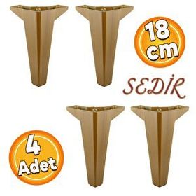 Badem10 Sedir Lüks Mobilya Koyu Ceviz 18 cm 4 Adet Kanepe Sehpa Baza TV Ünitesi Koltuk Ayağı