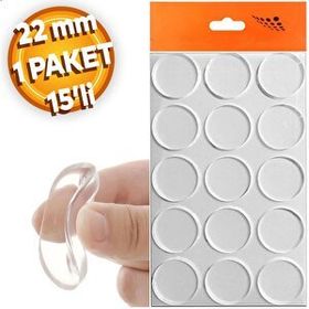 Badem10 Şeffaf 22 mm 15'li Mobilya Raf Ses Yapışkanlı Cam Tutucu