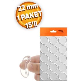 Badem10 Şeffaf 22 mm 15'li Mobilya Raf Ses Yapışkanlı Cam Tutucu