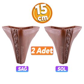 Badem10 Seher 1 Çift 15 cm Kahverengi Baza Avangart Mobilya Kanepe Sehpa Çekyat Koltuk Ayağı