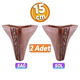 Badem10 Seher 1 Çift 15 cm Kahverengi Baza Avangart Mobilya Kanepe Sehpa Çekyat Koltuk Ayağı