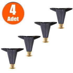 Badem10 Siyah 12 cm 4 Adet Mobilya Kanepe Masa Sehpa Ayağı Baza Ayak