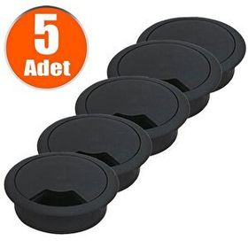 Badem10 Siyah 5x6 cm Masa Üstü Kablo Kanalı Deliği Kapağı