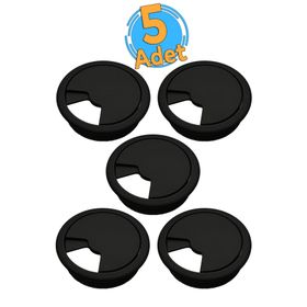 Badem10 Siyah 5x6 cm Masa Üstü Kablo Kanalı Deliği Kapağı