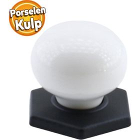 Badem10 Tomurcuk Düğme Çekmece Dolap Kapak Beyaz Siyah Altıgen Porselen Kulp