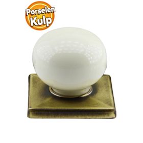 Badem10 Tomurcuk Düğme Çekmece Dolap Kapak Krem Antik Sarı Porselen Kulp