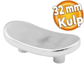 Badem10 Trend Düğme Çekmece Dolap Kapak Plastik Krom 32 mm Kulp