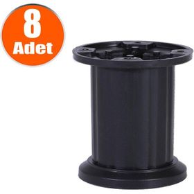 Badem10 Venüs Mobilya Masa Puf Sehpa Tv Ünitesi Ayağı Mat 8 cm 8x Siyah Baza Ayak