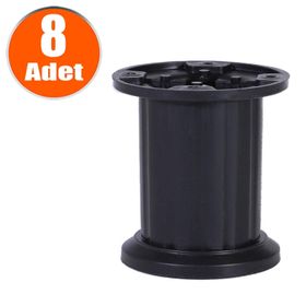Badem10 Venüs Mobilya Masa Puf Sehpa Tv Ünitesi Ayağı Mat 8 cm 8x Siyah Baza Ayak