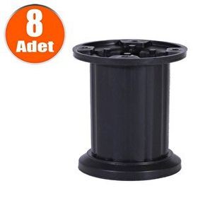 Badem10 Venüs Mobilya Masa Puf Sehpa Tv Ünitesi Ayağı Mat 8 cm 8x Siyah Baza Ayak