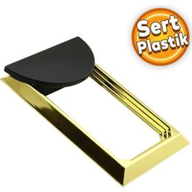 Badem10 Veyron Dörtgen Çekmece Dolap Kapak Plastik Mat Siyah Gold Kulp