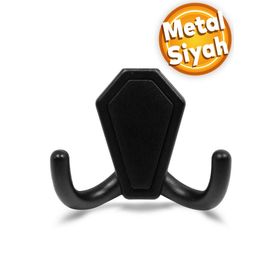 Badem10 Villa Vestiyer Duvar Askısı Dolap Elbise Askılığı Mat Siyah Metal Askı