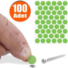 Badem10 Yapışkanlı 100 Adet Çim Yeşil Vida Kapatıcı Kapağı