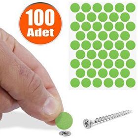 Badem10 Yapışkanlı 100 Adet Çim Yeşil Vida Kapatıcı Kapağı