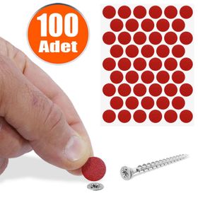 Badem10 Yapışkanlı 100 Adet Kırmızı Vida Kapatıcı Kapağı