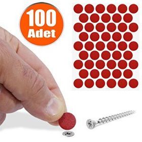 Badem10 Yapışkanlı 100 Adet Kırmızı Vida Kapatıcı Kapağı