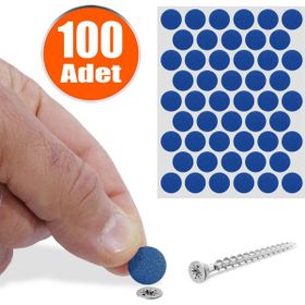 Badem10 Yapışkanlı 100 Adet Mavi Vida Kapatıcı Kapağı