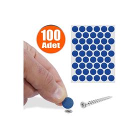 Badem10 Yapışkanlı 100 Adet Mavi Vida Kapatıcı Kapağı