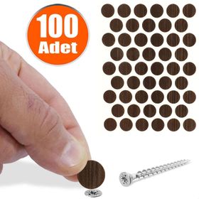 Badem10 Yapışkanlı 100 Adet Metalik Karaağaç Vida Kapatıcı Kapağı