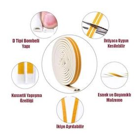 Badem10 Yapışkanlı 10x2 Kapı Pençere Soğuk İzolasyon Bandı