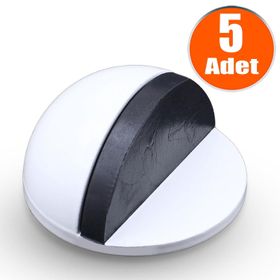 Badem10 Yapışkanlı Metal Kapı Stopu Beyaz 5 Adet Yarımay Kapı Stoperi Durdurucu Tutucu Tamponu