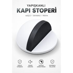 Badem10 Yapışkanlı Metal Kapı Stopu Beyaz Yarımay Kapı Stoperi Durdurucu Tutucu Tamponu