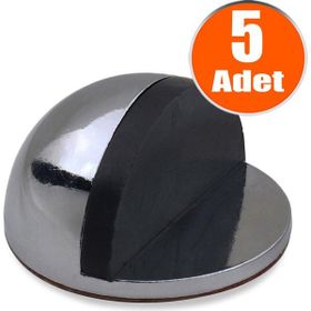 Badem10 Yapışkanlı Metal Kapı Stopu Füme 5 Adet Yarımay Kapı Durdurucu Tutucu Stoperi Tamponu