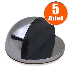 Badem10 Yapışkanlı Metal Kapı Stopu Füme 5 Adet Yarımay Kapı Durdurucu Tutucu Stoperi Tamponu