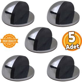 Badem10 Yapışkanlı Metal Kapı Stopu Füme 5 Adet Yarımay Kapı Durdurucu Tutucu Stoperi Tamponu