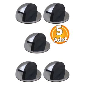 Badem10 Yapışkanlı Metal Kapı Stopu Füme 5 Adet Yarımay Kapı Durdurucu Tutucu Stoperi Tamponu